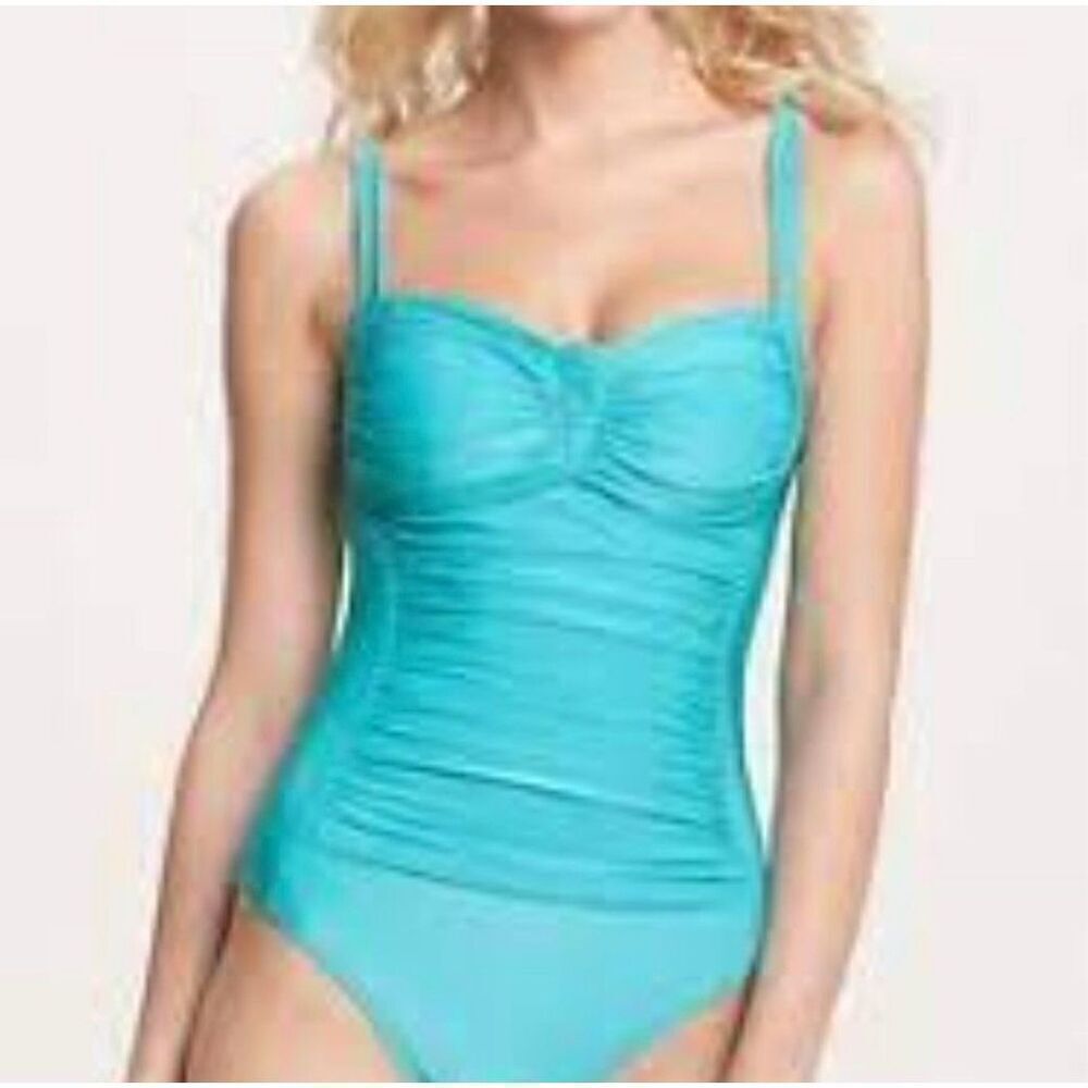 ✨la blanca ruched one piece sz 4 teal swimsuit✨
